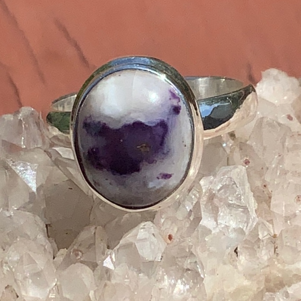 BOUTIQUE VIOLET FLAME OPAL 925 SILVER RING, SIZE 7